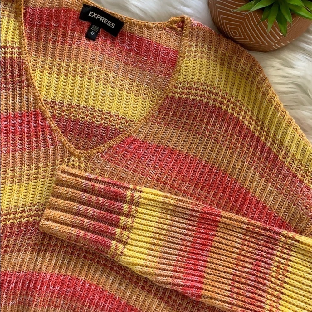 express • sunrise vneck striped summer cropped sweater